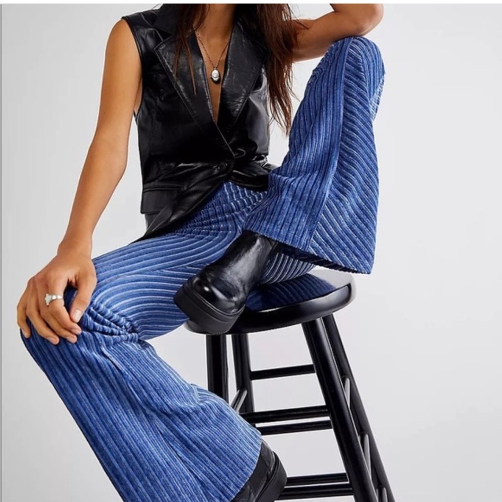 Free People Slim Pull-On Velvet Flare Pants
